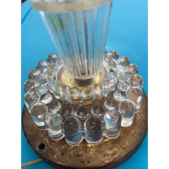 Antique Diamond Point 1920's Glass And Brass Hanging Ceiling Four Bulb Light - Picture 4 of 10